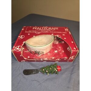 1998 Pfaltzgraff Christmas Heritage Dip Serving Set Spreader Bowl Tree New